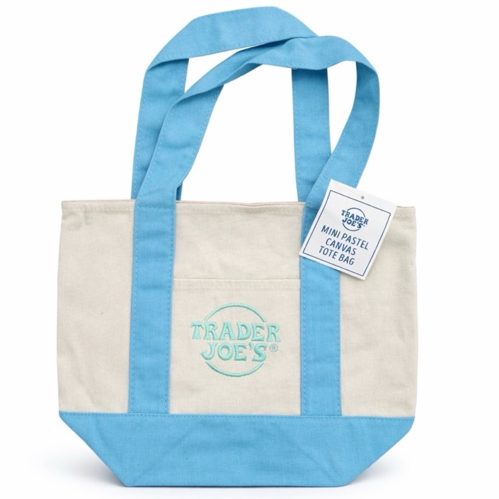 NEW Trader Joe’s Mini Canvas Tote - Pastel Blue